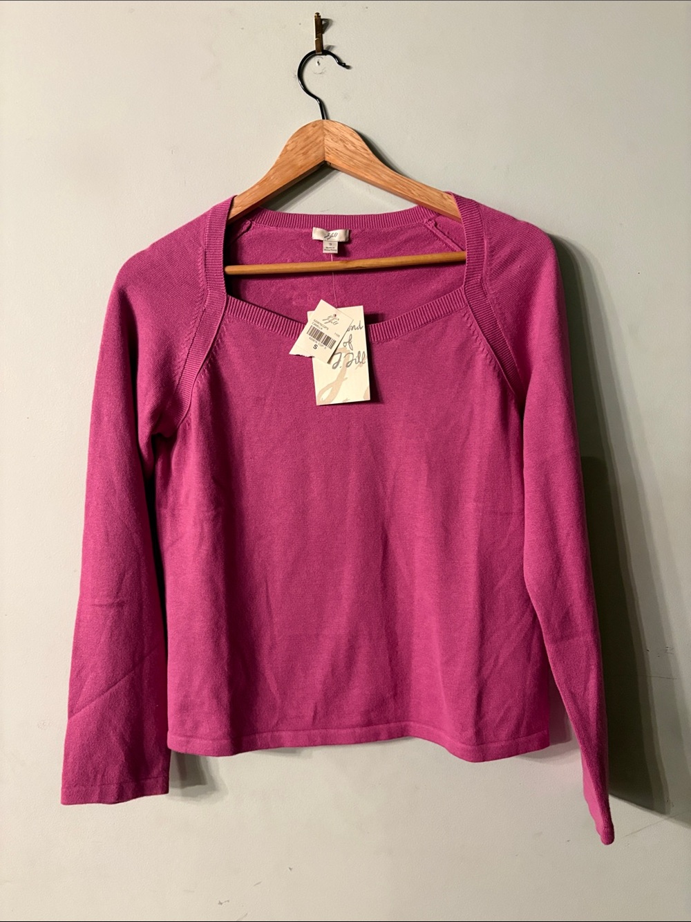 J. Jill Plaid Pink Sweater Top Long Sleeve Small NWT